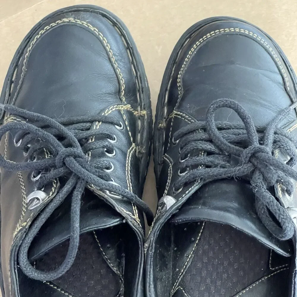 Born Womens Shoes Oxfords Black Leather Loafer Lace Up Comfort Flat Y2K